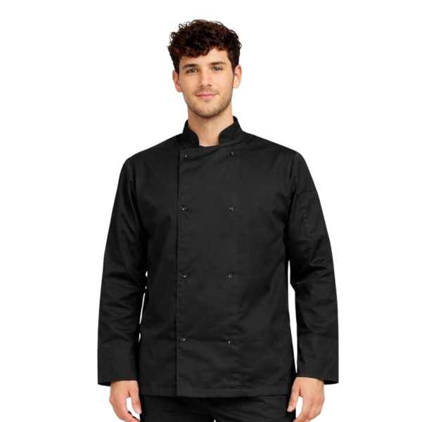 Bluza kucharska czarna długi rękaw napy roz.3XL – bluza kucharska – odzież gastronomiczna